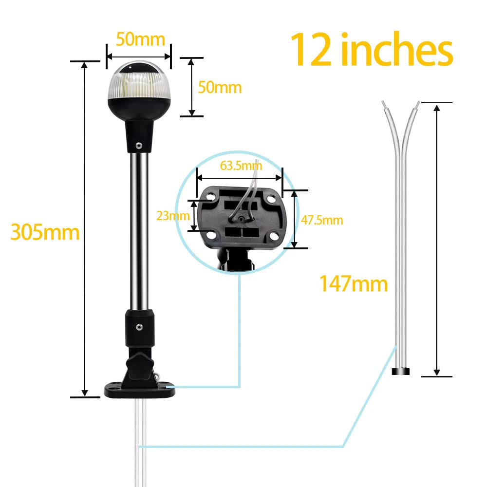 NEW Fold Down 360 Degree LED Boat Navigation Light for Yacht Marine Anchor Light 12~24 V Sailing Signal Light Boat Accessories