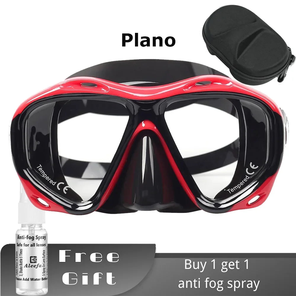 +2.0 to +5.0 Hyperopia Diving Mask Farsighted with Tempered Glass Lenses, Gear for Men Women, Antifog Spray