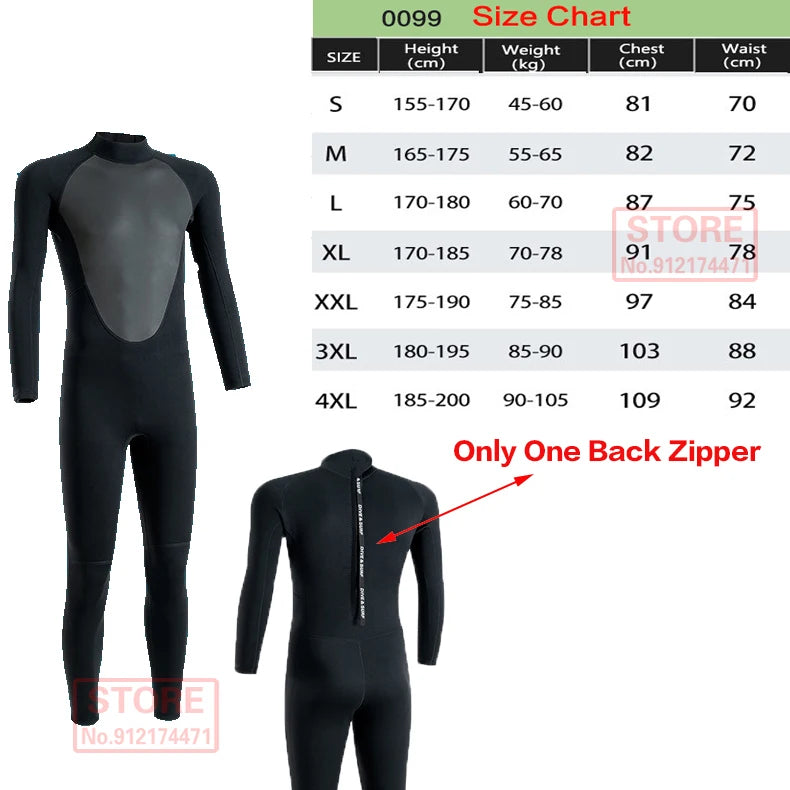 3MM Neoprene Wetsuit Front Zipper Men Kite Surf Diving Suit Women Kayak Swim Scuba Diving and Snorkeling Spearfishing Wetsuits