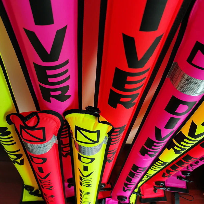 DIVING SMB 1.2m 1.5m 1.8m Buoy Colorful Visibility Safety Inflatable Scuba Diving SMB Surface Signal Marker Buoy Accessory