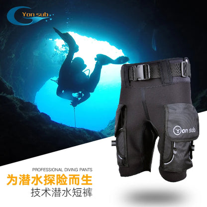 YONSUB Scuba Diving Shorts with Pocket 3mm Neoprene Tech Shorts Wetsuits Spearfishing Surfing Shorts Canoeing Kayaking Shorts
