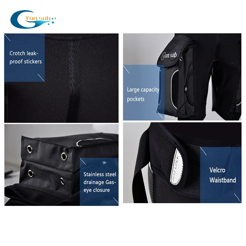 YONSUB Scuba Diving Shorts with Pocket 3mm Neoprene Tech Shorts Wetsuits Spearfishing Surfing Shorts Canoeing Kayaking Shorts