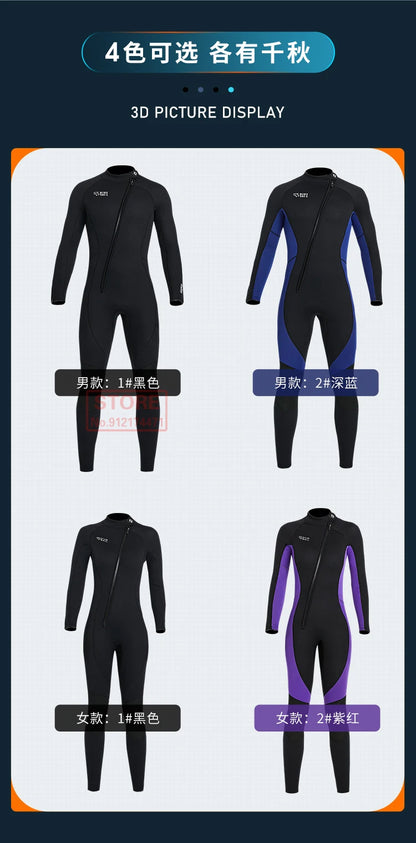 3MM Neoprene Wetsuit Front Zipper Men Kite Surf Diving Suit Women Kayak Swim Scuba Diving and Snorkeling Spearfishing Wetsuits