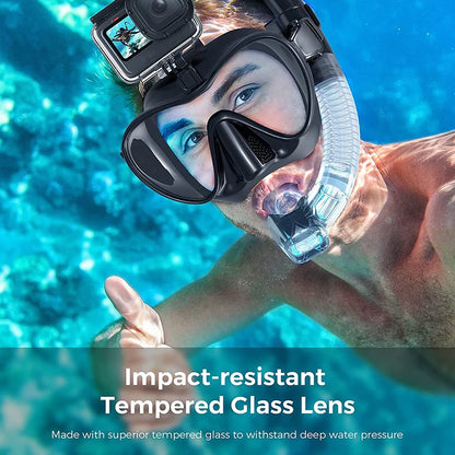 Large Frame Snorkeling Set, Anti Fog, HD Panoramic View, Aqua, Diving Goggles Adult, Underwater, Snorkel Mask With Go-Pro Mount