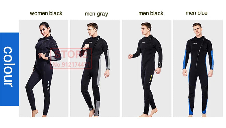 3MM Neoprene Wetsuit Front Zipper Men Kite Surf Diving Suit Women Kayak Swim Scuba Diving and Snorkeling Spearfishing Wetsuits