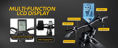 Deepower Electric Bike 2000W 48V 60AH 20Inch Fat Tire Mountain Ebike for Adults Disc Brake Off-Road Adventure Electric Bicycle