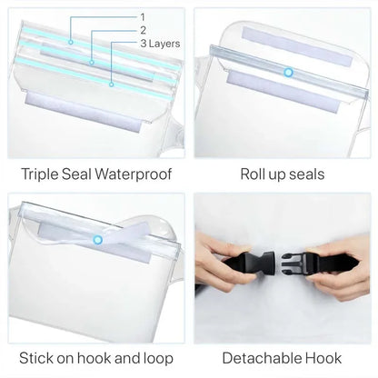 PVC Waterproof Mobile Phone Bag Valuables Belt Bag For Beach Swimming Snorkeling with Adjustable Waist Strap Dry Bag