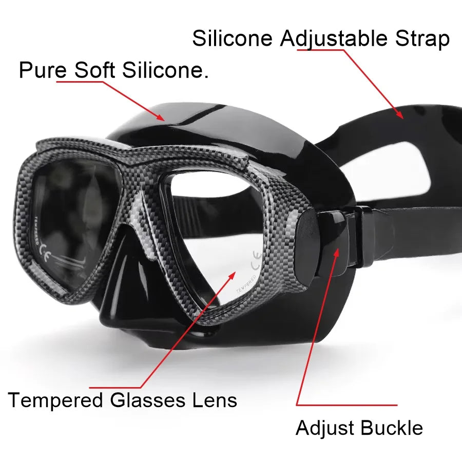 Customize Myopia Diving Mask Snakeskin Anti Fog for Spearfishing Gear Swimming Masks Googles Nearsighted Lenses Short-sighted
