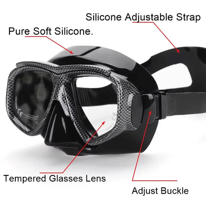Customize Myopia Diving Mask Snakeskin Anti Fog for Spearfishing Gear Swimming Masks Googles Nearsighted Lenses Short-sighted