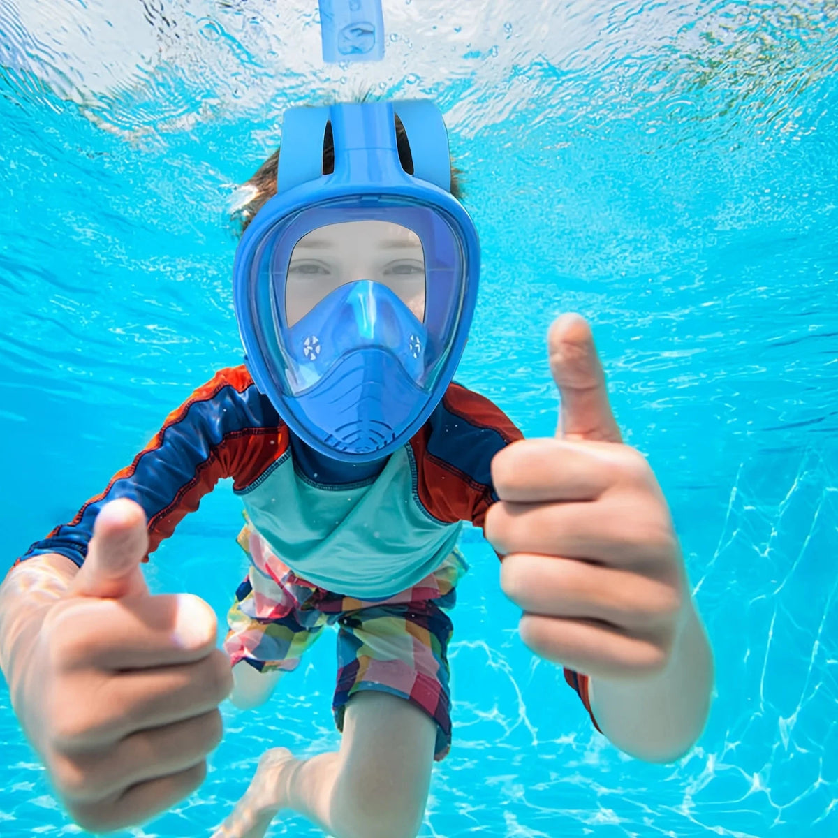 XIAOTREE Children's diving mask, anti-fog and leak-proof, soft silicone design, full-face 360° underwater view
