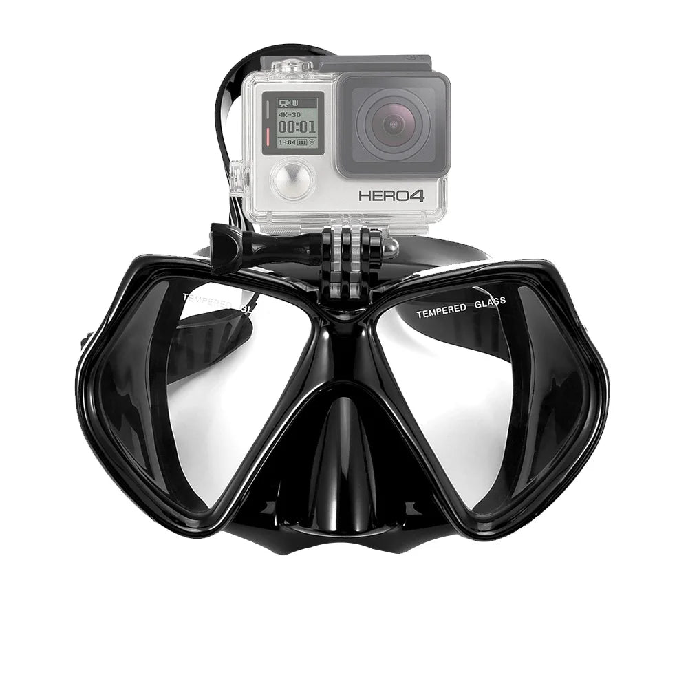 Diving Mask Swimming Goggles For GoPro Underwater Sports Camera Tempered Glass Professional Scuba Dry Snorkel Tube Adults Youth