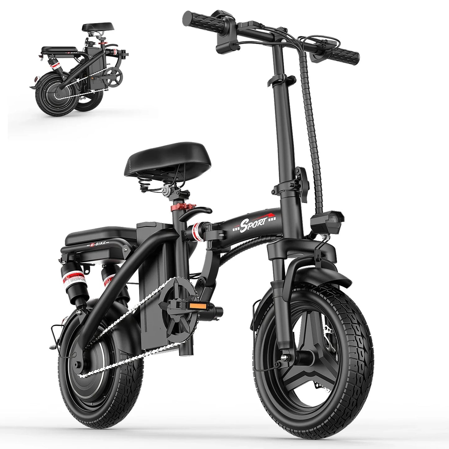 Mini Folding Electric Bike 48V 400W 30AH 14-inch Electric City Bike Folding Electric Bicycle Cheap Adult Battery Powered Scooter