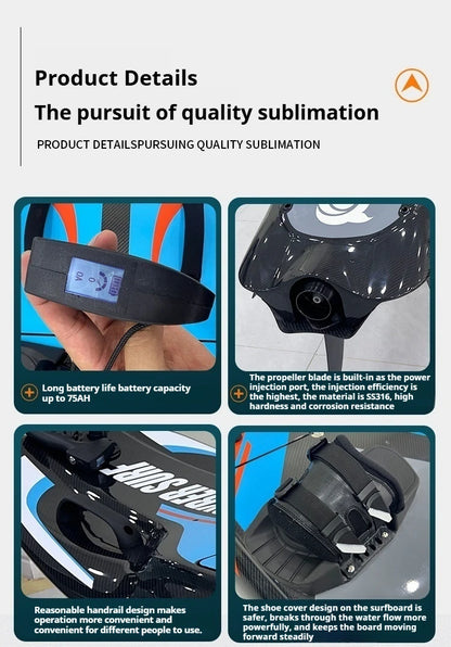 Ultralight 24kg Carbon eFoil Board, Professional Electric Surfboard with Long Range & High Power for Ocean Water Adventures