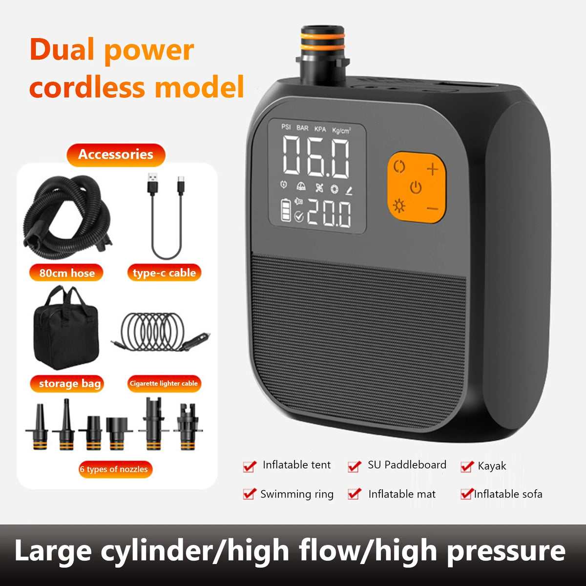 Electric Paddle Board Pump Rechargeable SUP Pump 25PSI for Inflatable Stand Up Paddle Board Kayaks Boats