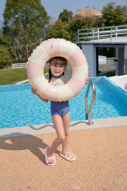 Kids Swimming Ring, PVC Inflatable Float - Striped Design for Boys & Girls, Pool & Beach Floating Donut, Summer Water Play