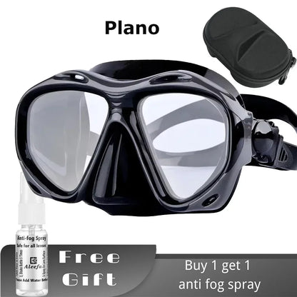 +2.0 to +5.0 Hyperopia Diving Mask  Farsighted   with Tempered Glass Lenses, Gear for Men Women,  Antifog Spray