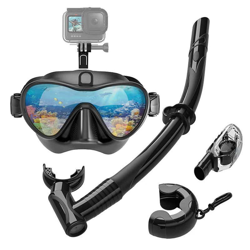 Large Frame Snorkeling Set, Anti Fog, HD Panoramic View, Aqua, Diving Goggles Adult, Underwater, Snorkel Mask With Go-Pro Mount