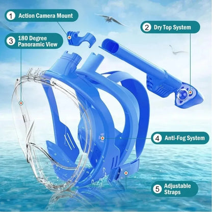 10 Generation diving mask Underwater Snorkeling Full Face Swimming Mask Diving Respirator Masks Breathing for Kids Adult