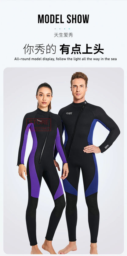 3MM Neoprene Wetsuit Front Zipper Men Kite Surf Diving Suit Women Kayak Swim Scuba Diving and Snorkeling Spearfishing Wetsuits