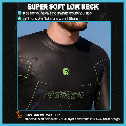 SUMARPO Triathlon Wetsuit for Men, 3/2mm Yamamoto Neoprene for Open Water Swimming