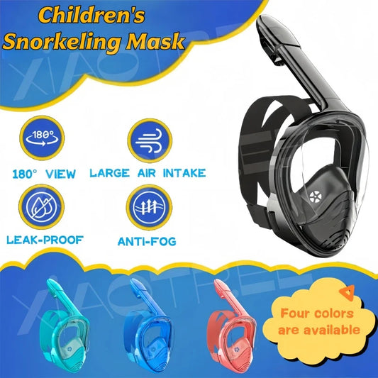 XIAOTREE Children's diving mask, anti-fog and leak-proof, soft silicone design, full-face 360° underwater view