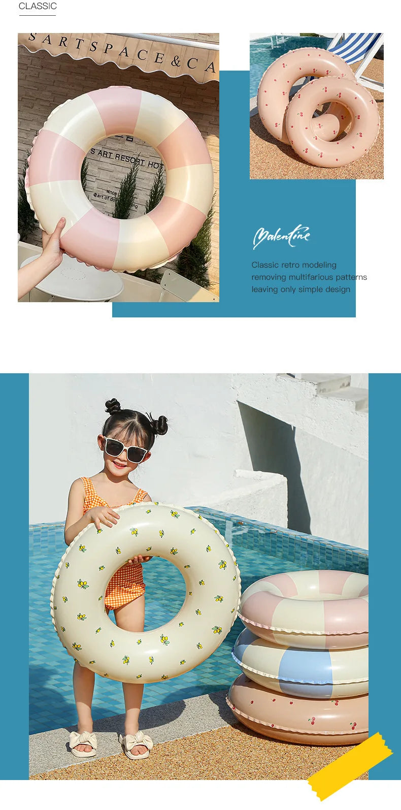 Kids Swimming Ring, PVC Inflatable Float - Striped Design for Boys & Girls, Pool & Beach Floating Donut, Summer Water Play