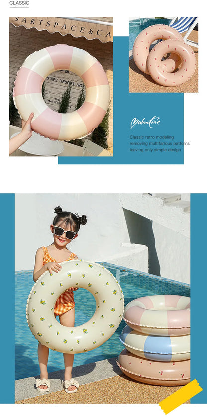 Kids Swimming Ring, PVC Inflatable Float - Striped Design for Boys & Girls, Pool & Beach Floating Donut, Summer Water Play