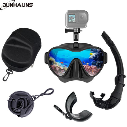 Large Frame Snorkeling Set, Anti Fog, HD Panoramic View, Aqua, Diving Goggles Adult, Underwater, Snorkel Mask With Go-Pro Mount