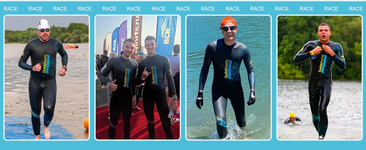 SUMARPO Triathlon Wetsuit for Men, 3/2mm Yamamoto Neoprene for Open Water Swimming