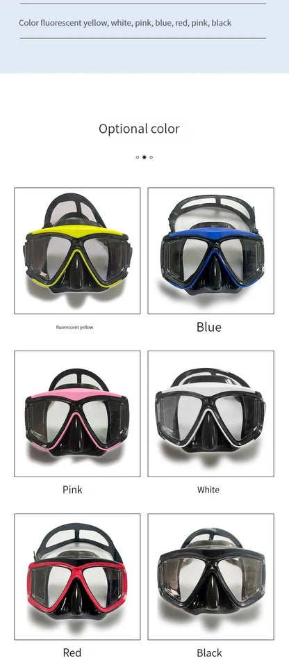 New adult silicone diving glasses professional snorkeling HD swimming tempered glass large frame mask