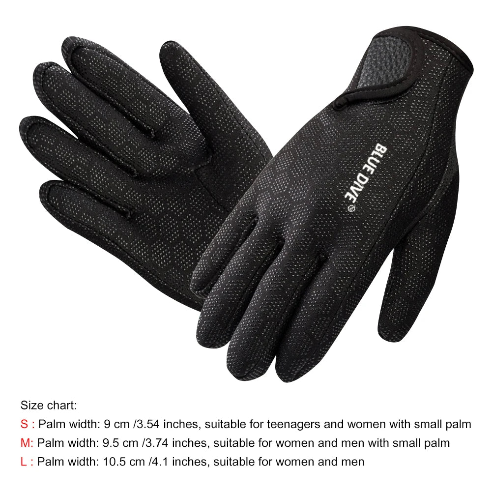 1.5mm Water Gloves Adults Women Men Five Finger Warm Wetsuit Winter Gloves Swimming Gloves for Scuba Diving Snorkeling Surfing