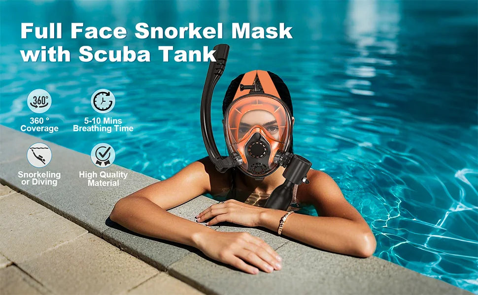 HECUIOI 0.5L Mini Scuba Tank, Diving Mask Snorkel Air Snorkeling Equipment Outdoor Oxygen Diving Tank Underwater Swimming