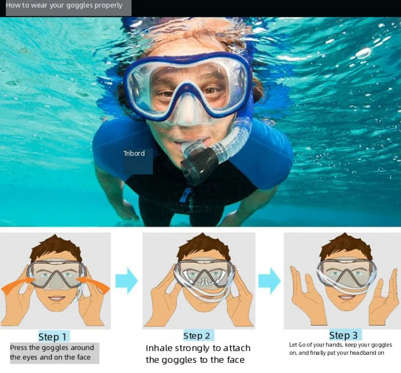 Myopia diving goggles, diving masks,large-frame wide-field snorkeling equipment,adult swimming goggles glass lenses -1.0 to -9.0