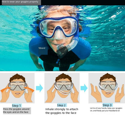 Myopia diving goggles, diving masks,large-frame wide-field snorkeling equipment,adult swimming goggles glass lenses -1.0 to -9.0