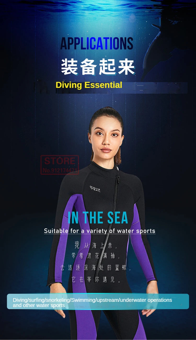 3MM Neoprene Wetsuit Front Zipper Men Kite Surf Diving Suit Women Kayak Swim Scuba Diving and Snorkeling Spearfishing Wetsuits