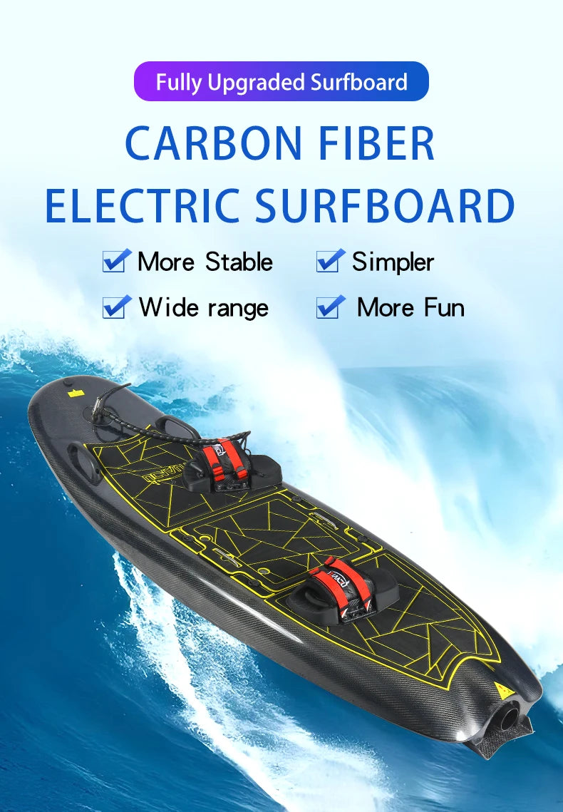 The Carbon Fiber Electric Surfboard Is Equipped with a Ternary Lithium Battery for Strong Stability and a Tail Fin
