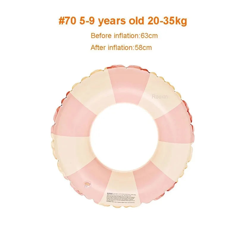 Kids Swimming Ring, PVC Inflatable Float - Striped Design for Boys & Girls, Pool & Beach Floating Donut, Summer Water Play