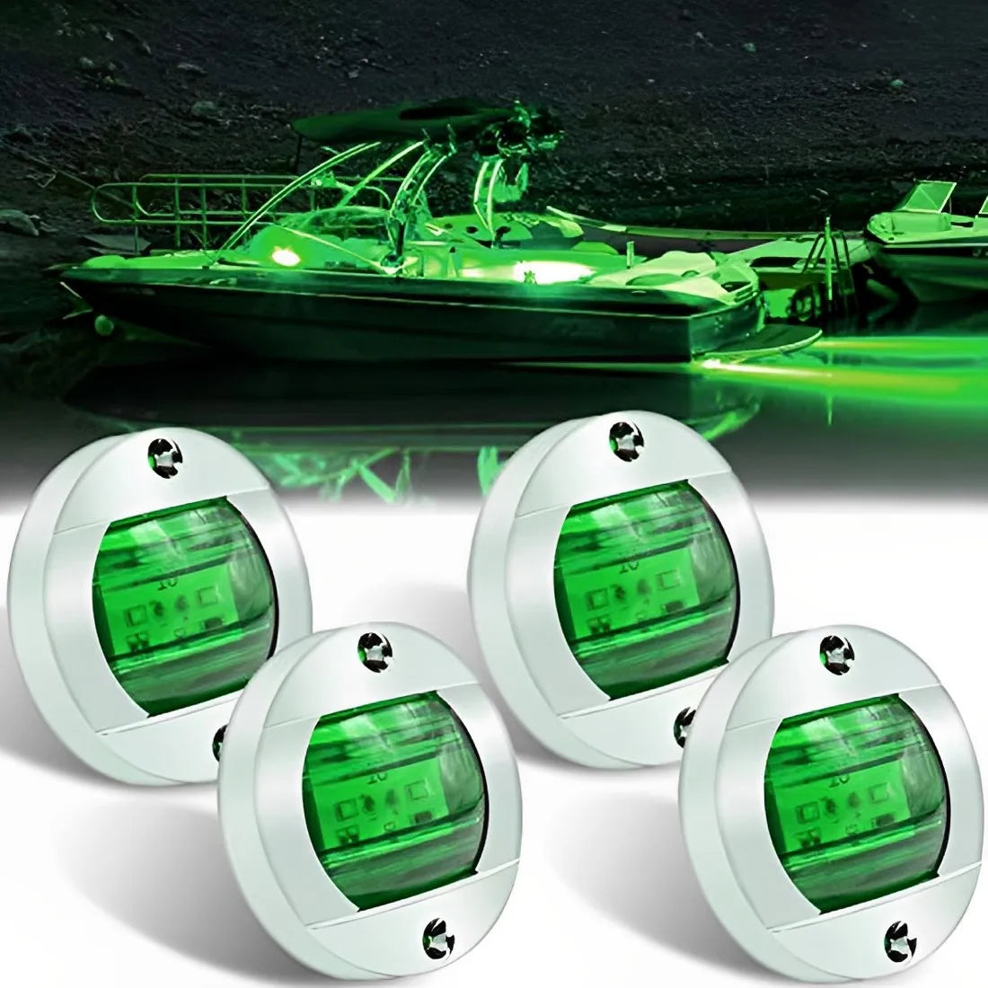 4 Pcs Green White Blue LED Night Fishing Lights Courtesy Lights Deck Lights  Marine Boat Led Lights