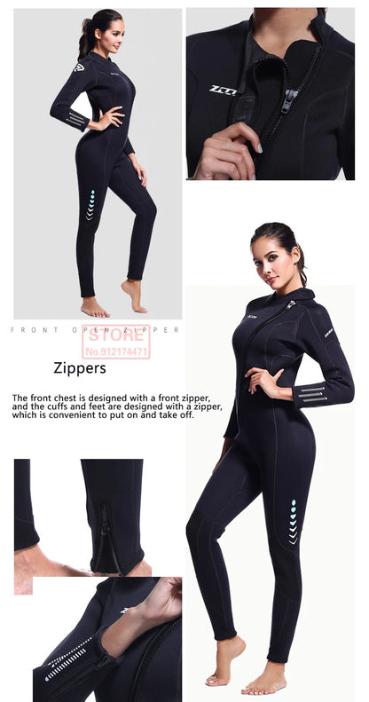 3MM Neoprene Wetsuit Front Zipper Men Kite Surf Diving Suit Women Kayak Swim Scuba Diving and Snorkeling Spearfishing Wetsuits