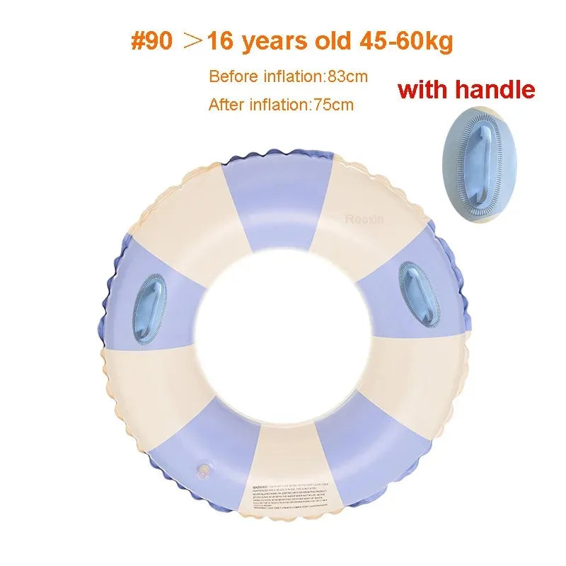 Kids Swimming Ring, PVC Inflatable Float - Striped Design for Boys & Girls, Pool & Beach Floating Donut, Summer Water Play