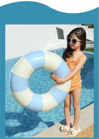 Kids Swimming Ring, PVC Inflatable Float - Striped Design for Boys & Girls, Pool & Beach Floating Donut, Summer Water Play