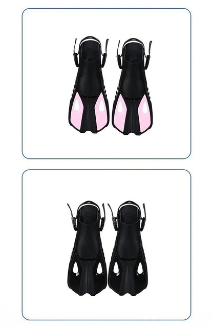Snorkel Fins Swim Flippers Short Diving Frog Shoes Duck Webs Adjustable Silicone Travel Size Open Heel Adult Men Women Youth Kid