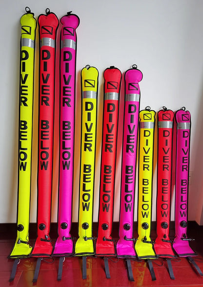 DIVING SMB 1.2m 1.5m 1.8m Buoy Colorful Visibility Safety Inflatable Scuba Diving SMB Surface Signal Marker Buoy Accessory