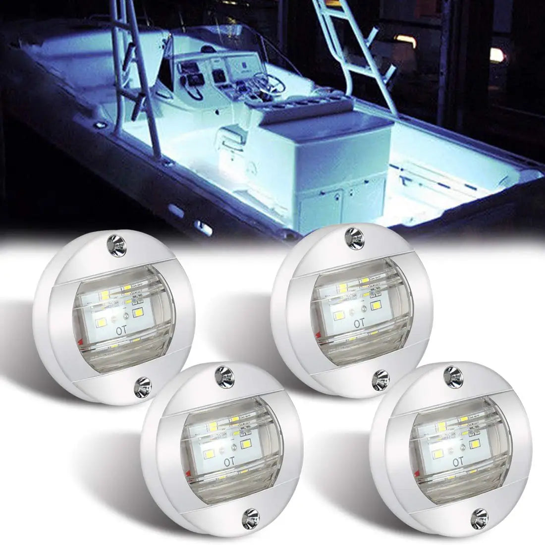 4 Pcs Green White Blue LED Night Fishing Lights Courtesy Lights Deck Lights  Marine Boat Led Lights