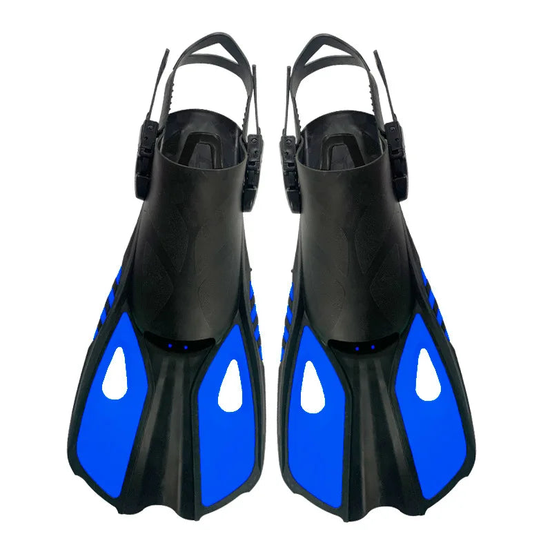 Snorkel Fins Swim Flippers Short Diving Frog Shoes Duck Webs Adjustable Silicone Travel Size Open Heel Adult Men Women Youth Kid