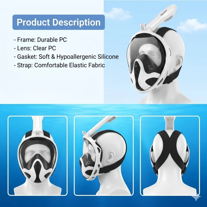 Professional Snorkeling Diving Mask Underwater Scuba Full Face Snorkel Mask Anti Fog Goggles for Kids Adult Swimming Equipment