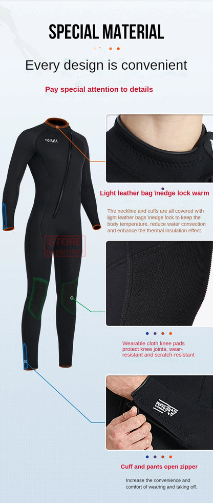 3MM Neoprene Wetsuit Front Zipper Men Kite Surf Diving Suit Women Kayak Swim Scuba Diving and Snorkeling Spearfishing Wetsuits