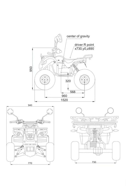 60V 2000W Electric ATV Electric Start Quad Bike Shaft Drive with Disc Brake for Adult EEC COC