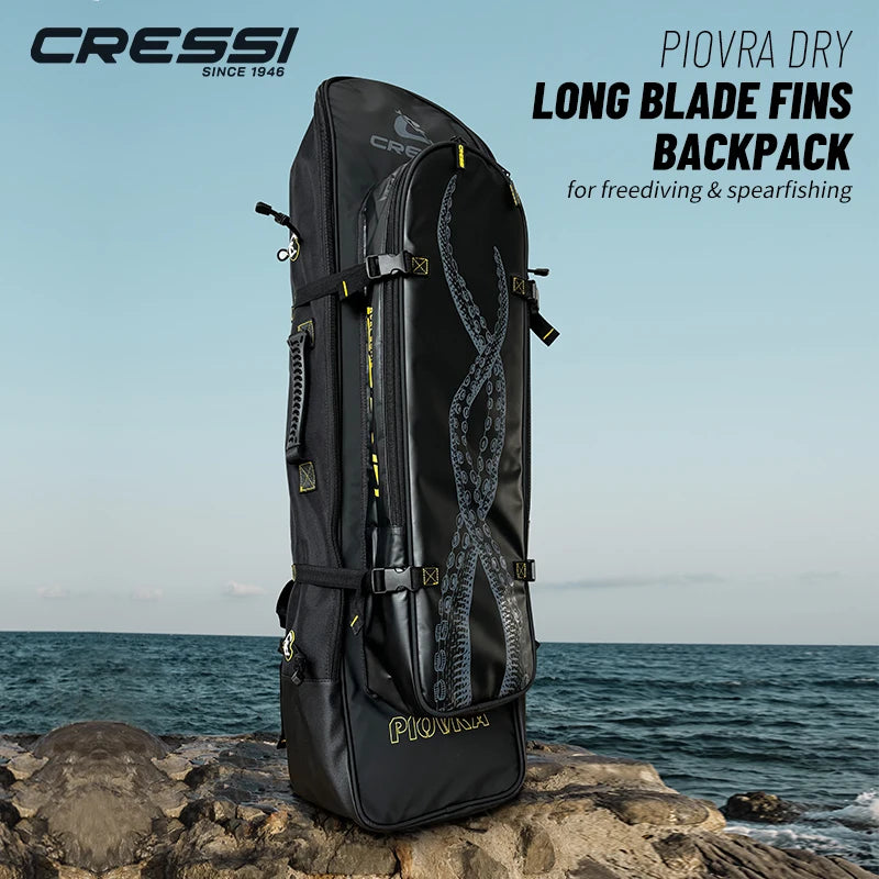 Cressi Fishing Freediving Fin Bag Backpack for Spearfishing Equipment Waterproof Scuba Long Blade Piovra