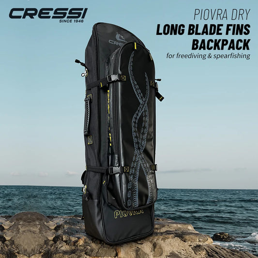 Cressi Fishing Freediving Fin Bag Backpack for Spearfishing Equipment Waterproof Scuba Long Blade Piovra
